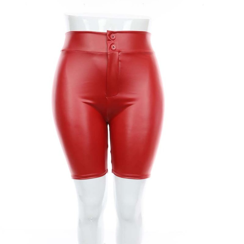 USA HIGH WAISTED BEAUTIFUL WOMEN PU LEATHER BERMUDA PANT PLUS SIZE XL-2X-3X NEW